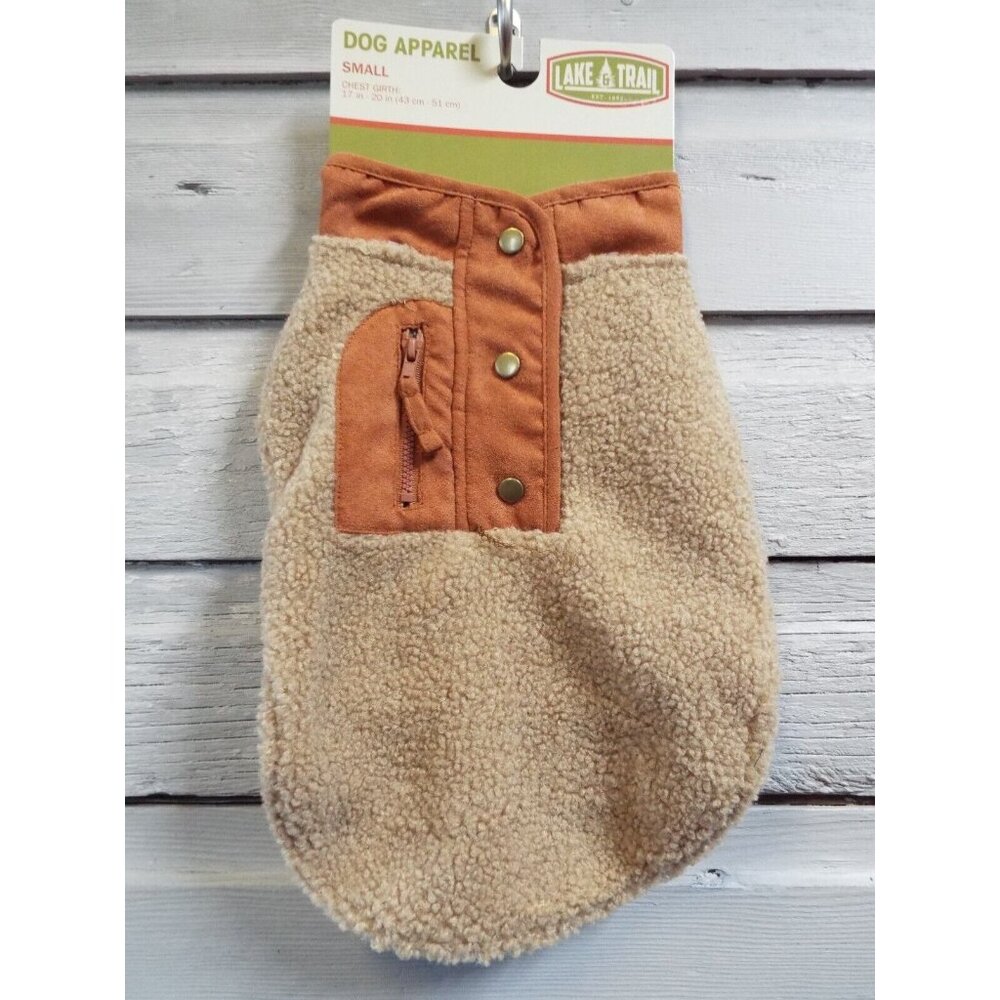 Dog Apparel; Lake Trail; Vest Tan Wool; Rust Color Trim; Zipper & Snap; NEW